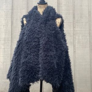 Black shag fur vest